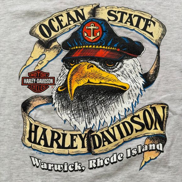 VTG Harley Davidson Heather Gray Pocket T-Shirt Size M - Picture 5 of 7